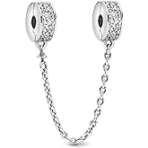 Lkwrideiny Clip Safety Chain Charm 925 Sterling Silver Pendant,Jewelry Beads Gifts for Women Bracelet&Necklace