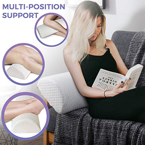 wavveUziz Half Moon Bolster Pillow, Memory Foam Knee Pillow for Side