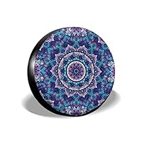 KUneh Seamless Pattern Mandala Purple Seamless Pattern Mandala Spare Tire Tote Bag Tire Sidewall Protector Tire Cover Waterproof Uv Sun 15" Fit for Jeep Trailer Rv SUV and Many Vehicle