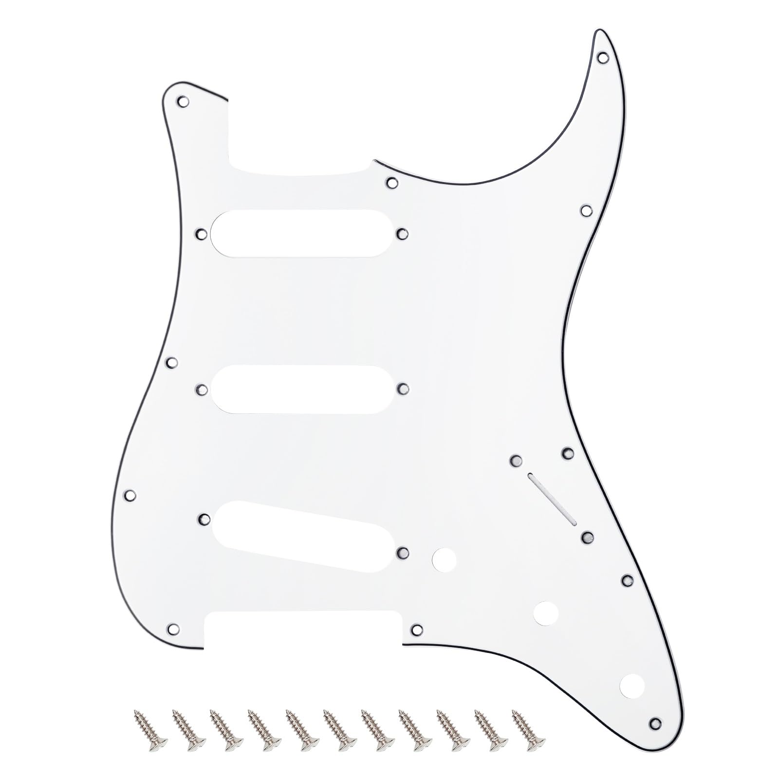 Banworks 3 Ply Strat SSS Pickguard 11-Hole Electric Guitar Pickguard Scratch Plate for USA/Mexican Modern Style Standard Stratocaster ST JT/HB-01 White — image 1