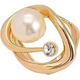 Kokoma Big Pearl Ring for Women Cubic Zirconia Hollow Oval Ring Adjustable Open Band Elegant Anniversary Engagement Wedding Fashion Finger Jewelry