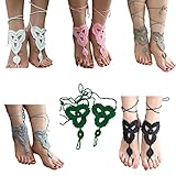 Crochet Black Barefoot Sandals,Beach Pool,Nude shoes,Foot jewelry,Footless sandles,Beach Wedding Jewelry,Yoga Chain,Anklet, Wedding shoes, Beach Wedding, Summer shoes, One Size Fits All