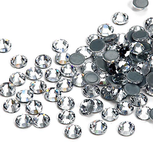 Dowarm 1440 Pieces Crystal Clear Hotfix Crystals, Hot Fix Rhinestones for Crafts Clothing, Flatback Glass Gems for Dance Costumes (SS6, White Clear Crystal)