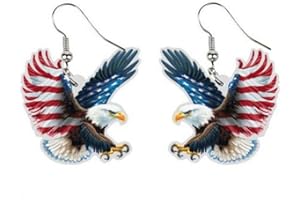 YAZILIND American Independence Day Earrings Ear Hook National Flag Butterfly Cow Finger Eagle Shape Pendant Drop Earring Jewelry