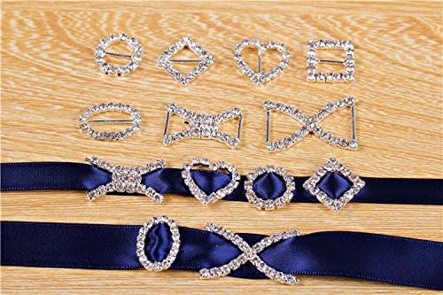 Set of 7pcs Diamante Rhinestone Buckle Wedding Ribbon Buckle Slider for DIY Craft Wedding Card Invitation Favor