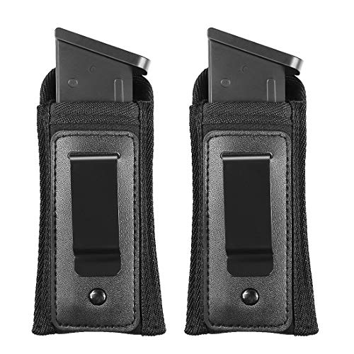 Marmot Magazine Holster IWB Inside Waistband Handgun Ammo Pouch Concealed Carry Single & Double Mag Pouch fits Any 7 10 15 Round Clips for All Pistol - 2 Pack