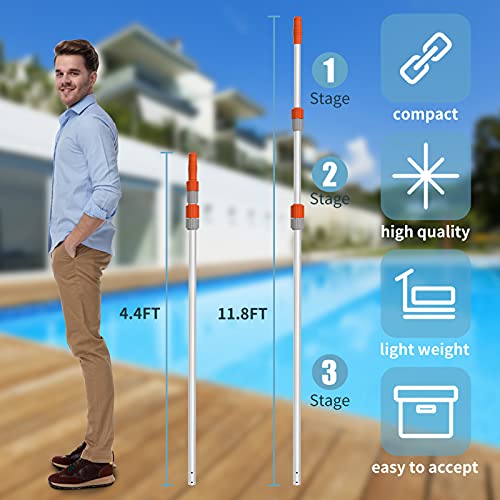 AgiiMan Swimming Pool Brushes with Pole 18 Polished Nylon Bristles