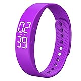 feifuns Smart Wristband Non-Bluetooth Pedometer Bracelet Fitness Tracker Smart Watch with Timer Vibration Alarm Step Calories Counter Distance Time/Date for Walk for Kids[Upgrade Version] (Purple)