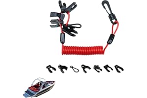 Hpessoterr Universal Boat Safety Lanyard Switch Cord with 7 Keys, Jet Ski Outboard Marine Engine Cutoff Tether, Ignition Emer