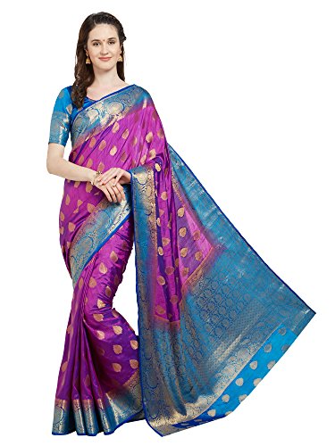 Viva N Diva Saree for Women's Dark Purple Banarasi Art Silk (Two Tone Art Silk) Saree with Un-Stiched Blouse Piece,Free Size