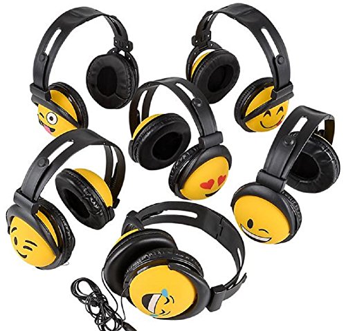 7.5" EMOTICON EMOJI SMILE FACE ASSORTED STEREO HEADPHONES