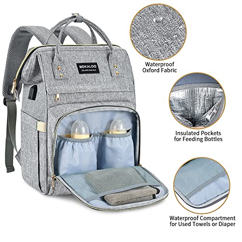 Mokaloo Diaper Bag Backpack, Large Baby Bag for Boys & Girls,Travel Backpack with USB Charging