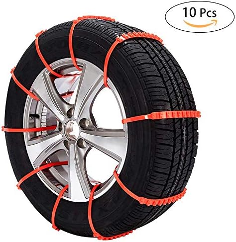 Oziral Universal Car Emergency Traction Car Snow Tire Anti-skid Chains 10 Pcs Portable Anti-slip Snow Tire Chains for Car, SUV and Light Truck