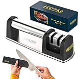 Knife Sharpener + Sheath for Perfect Sharp Knives | Chef Kitchen Knife Sharpener + Knife Edge-Guard Set | 2 Stage Knife Sharpening System Restores your Damaged Blades in Seconds by Redpeaq
