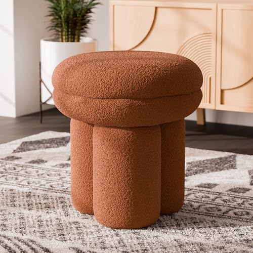 Furniture of America Rami Moderner Polsterhocker in Pilzform, 45,7 cm, mit Drei-Säulen-Podest, Schm…
