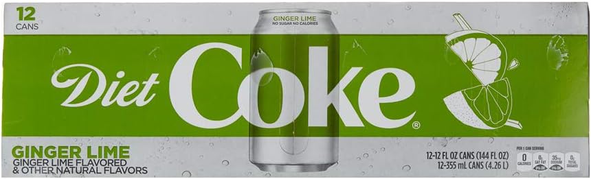 Diet Coke Soda, Ginger Lime, 12 fl. oz. (Pack of 12)