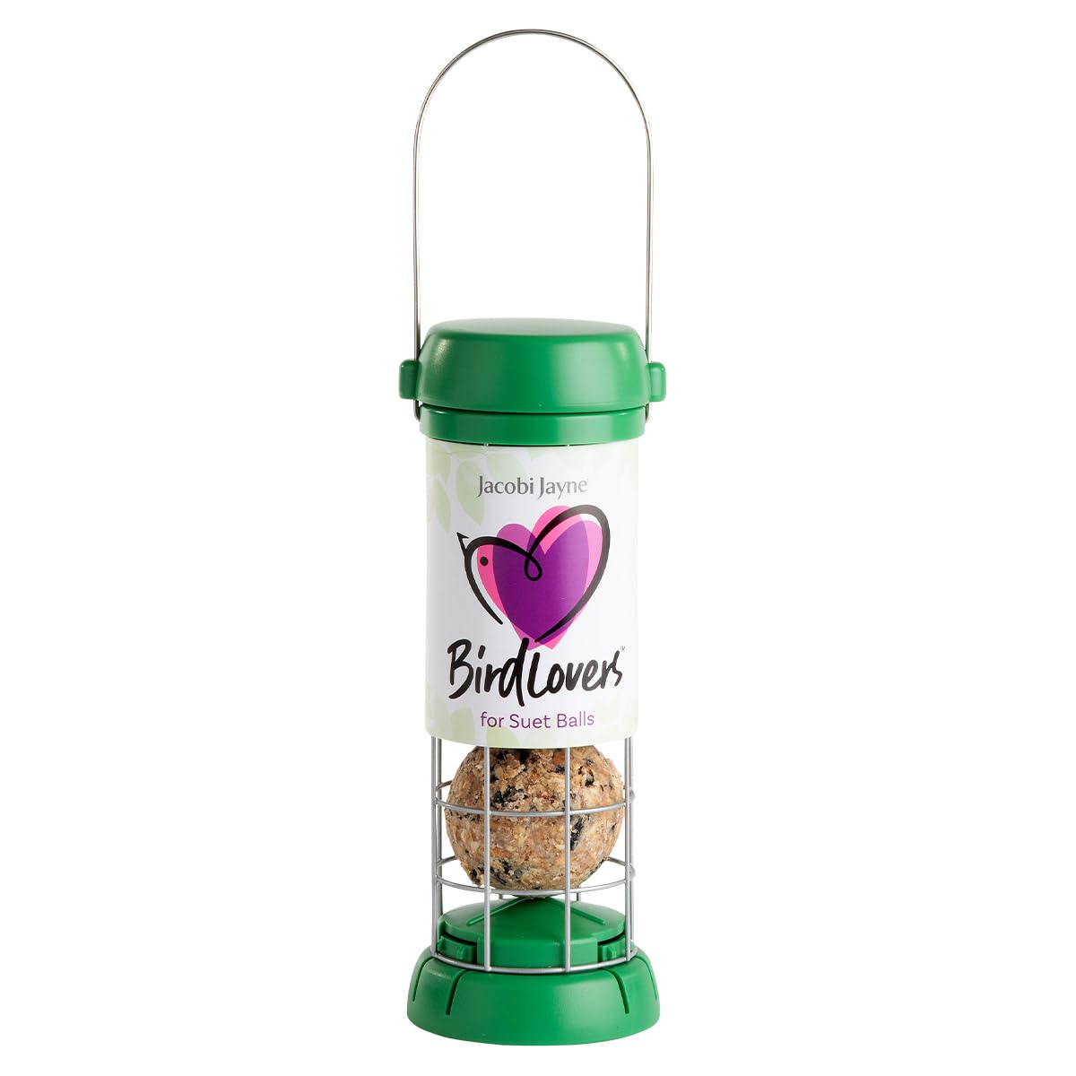 Bird Feeders For Small Birds - Jacobi Jayne® Bird Lovers™ Small Fat Ball Feeder - Hanging Bird Feeder Holds Up To 3 Suet Balls. Easy Clean Feeder With Quick Release Base, Green