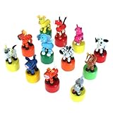 Wooden Animal Push Up Press Base Toy