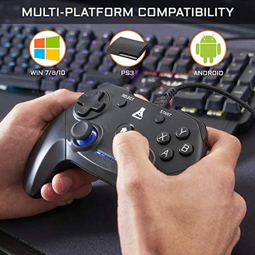 Controlador de jogos g-lab k-pad thorium para pc e ps3 com usb - vibração integrada - joystick para pc com windows 10-11, ps3, android (usb)