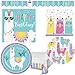 Olive Occasions Llama Themed Happy Birthday Paper Party Supplies Serves 16 Dinner Plates, 16 Cake Plates, 16 Lunch Napkins, 16 Beverage Napkins, Banner, Table Cover, Forks, Cups and Recipe