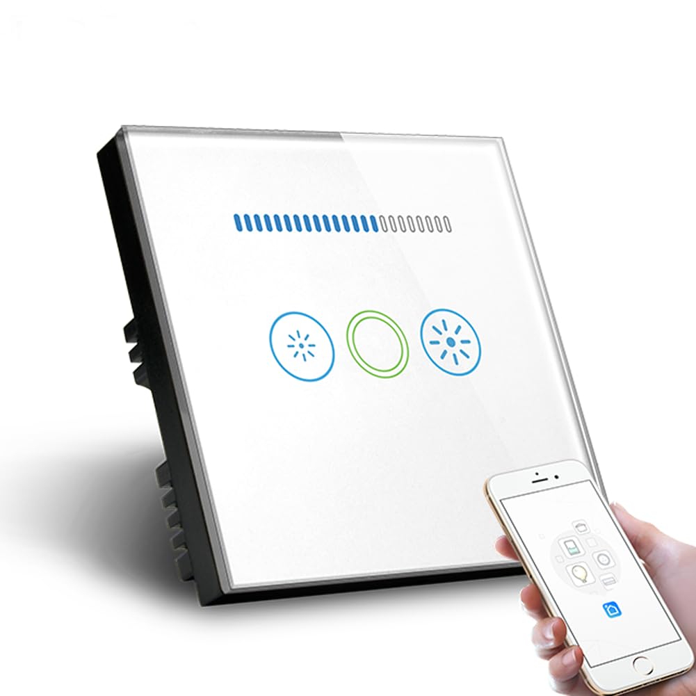 UK Standard LED Light Dimmer Switch Waterproof Tempered Crystal Glass Panel 1Way Touch Light Switch Dimmer