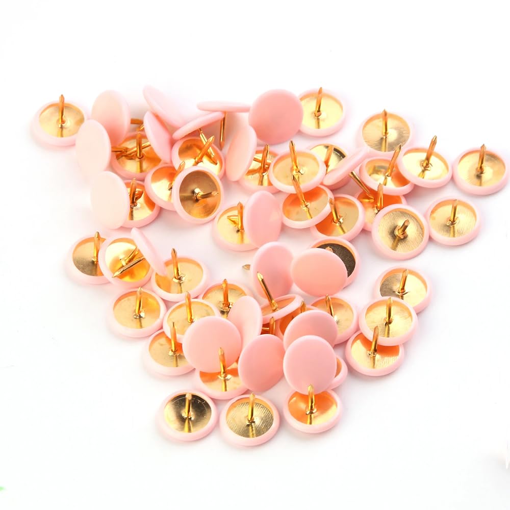 Push Pins Drawing Pins Push Pins Map Tacks Drawing Pins, with Plastic Heads and Steel Points for Cork Board Decorative Notice Board Office Map 100 Pieces (Pink, 10x10mm)