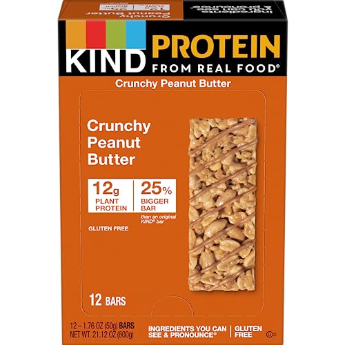 KIND PROTEIN BARS, CRUNCHY PEANUT BUTTER, GLUTEN FREE, HEALTHY SNACKS, 12G PROTEIN, 12 COUNT
