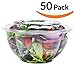 50-Pack 32oz Plastic Disposable Salad Bowls with Lids - Eco-Friendly Clear Food Containers - Extra-Thick Materials - Portable Serving Bowl Set to Pack Lunch - Super Strong Seal To Preserve Freshness