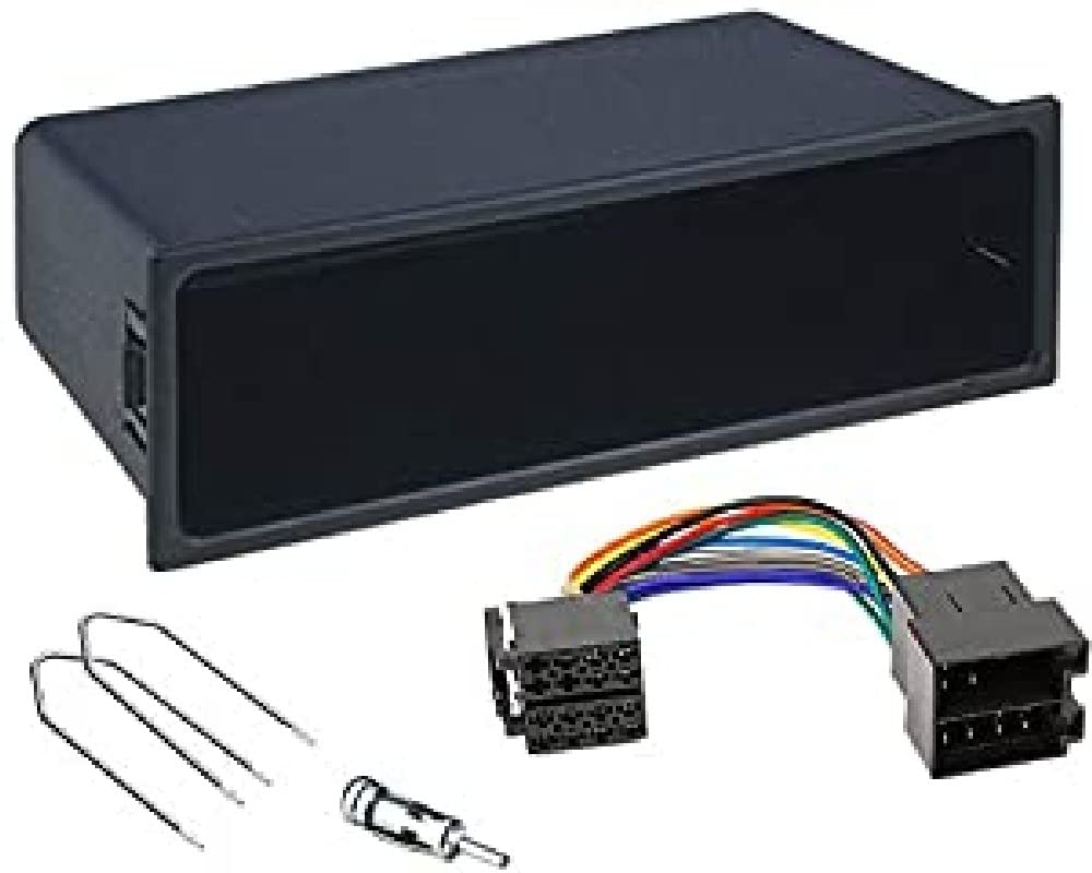 Sound-way Single DIN Car Radio Installation Kit, 1 DIN Front Panel Frame, Antenna Adapter, Release Keys, Quadlock ISO Connector Cable, compatible with Peugeot 207 308 Scudo/Citroen C2 C3 / Fiat Scudo