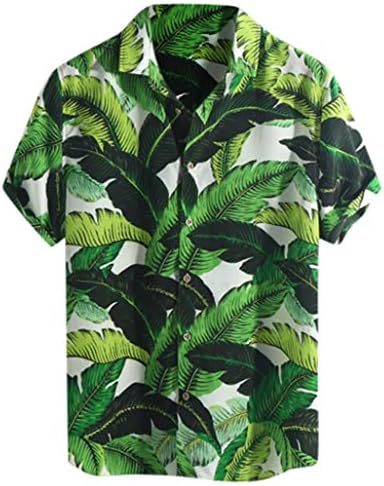 NIUQI Mens Hawaiian Beach Printed Turn Down Collar Short Sleeve Loose Shirts