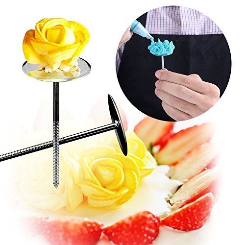 Cake Decorating Supplies Set- 42 Pieces Professional Stainless Steel Icing Tips, 3 Reusable Coupler, 2 Reusable Silicone Bag 10 Disposable Icing Bags And 1 Cleaning Brush 74 Pcs Baking Tools Kit