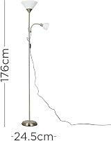 MiniSun Modern Brushed Chrome 2 Way Floor Lamp with LED Bulbs view 2