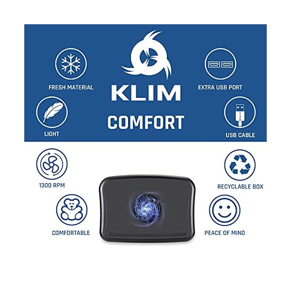 KLIM-Comfort-Laptop-Cooler-Protect-yourself-and-your-laptop-from-overheating-High-Comfort-Silent-Cooling-pad-10-156-Stable-on-Your-Laps-Laptop-Cooling-Tray-with-Fan-NEW-2021 KLIM Comfort + Laptop Cooler + Protect yourself and your laptop from overheating + High Comfort Silent Cooling pad 10…