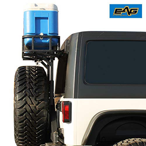 EAG Black Steel Rear Cargo Basket for Rear Bumper with Tire Carrier Fit for Wrangler 8796 YJ 97