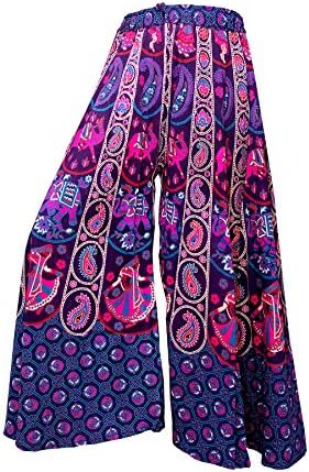 Ayat Cotton Women's Smocked Waist Harem Hippie Trousers Boho Palazzo Bohemian Pants Good for Party Holiday Yoga