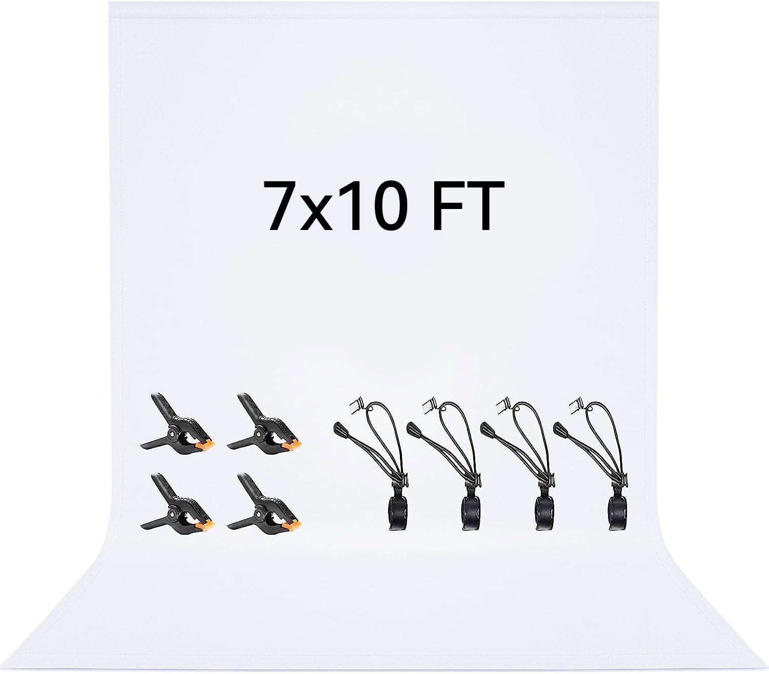 White Backdrop 2 x 3 M / 7 x 10 FT, Vevelux 100% Polyester Photography Background with 4 Spring Clamps & 4 Anti-Wrinkle Clips Foldable Washable Backdrop for Studio Photo Video Shooting