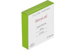 stonylab Quantitative Filter Paper, 100 Pack Slow Flow Rate Cellulose Filter Paper Circles with 10 Micron Particle Retention, 46 mm Diameter