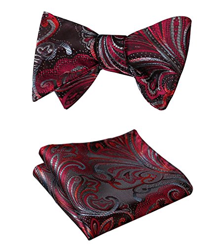 Setsense men s floral jacquard wedding party self bow t…