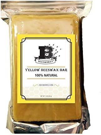 Yellow Beeswax Bar-1LB Block by Beesworks - Cosmetic Grade