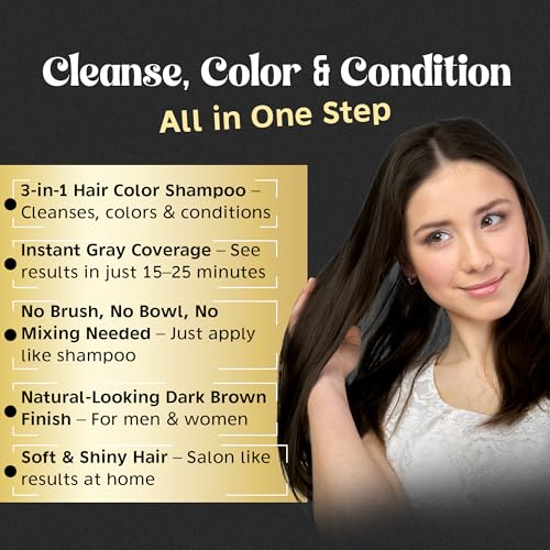 Herbishh Combo Pack-2Pcs Hair Color Shampoo For Gray Hair+ 1Pc Argan Intense Hair Mask- Hair Dye Shampoo – Colors Hair In Minutes – Long-Lasting Color– 500 Ml –Stimulates Dry Frizzy Hair (Dark Brown)