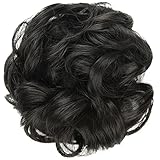 FESHFEN Scrunchy Scrunchie Hair Bun Updo Hairpiece Hair Ribbon Ponytail Extensions Hair Extensions Wavy Curly Messy Hair Bun Extensions Donut Hair Chignons Hair Piece Wig-1# Black