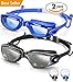 2 Pack Swim Goggles,Adult Swimming Goggles for Men Women Youth Kids,Anti Fog UV Protection,No Leaking,Shatterproof,with Ear Plug(Black,Blue)