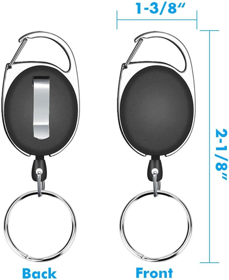 Selizo 6 Packs Retractable Badge Holder ID Carabiner Badge Reels Retractable Key Holders Keychains with Key Ring, Assorted Colors - Image 5
