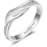 UCADRIT Personalized Spiral Twist Engraved Names Rings 925 Sterling Silver Name Rings for Women Girlfriend Custom Twist Rings Jewelry