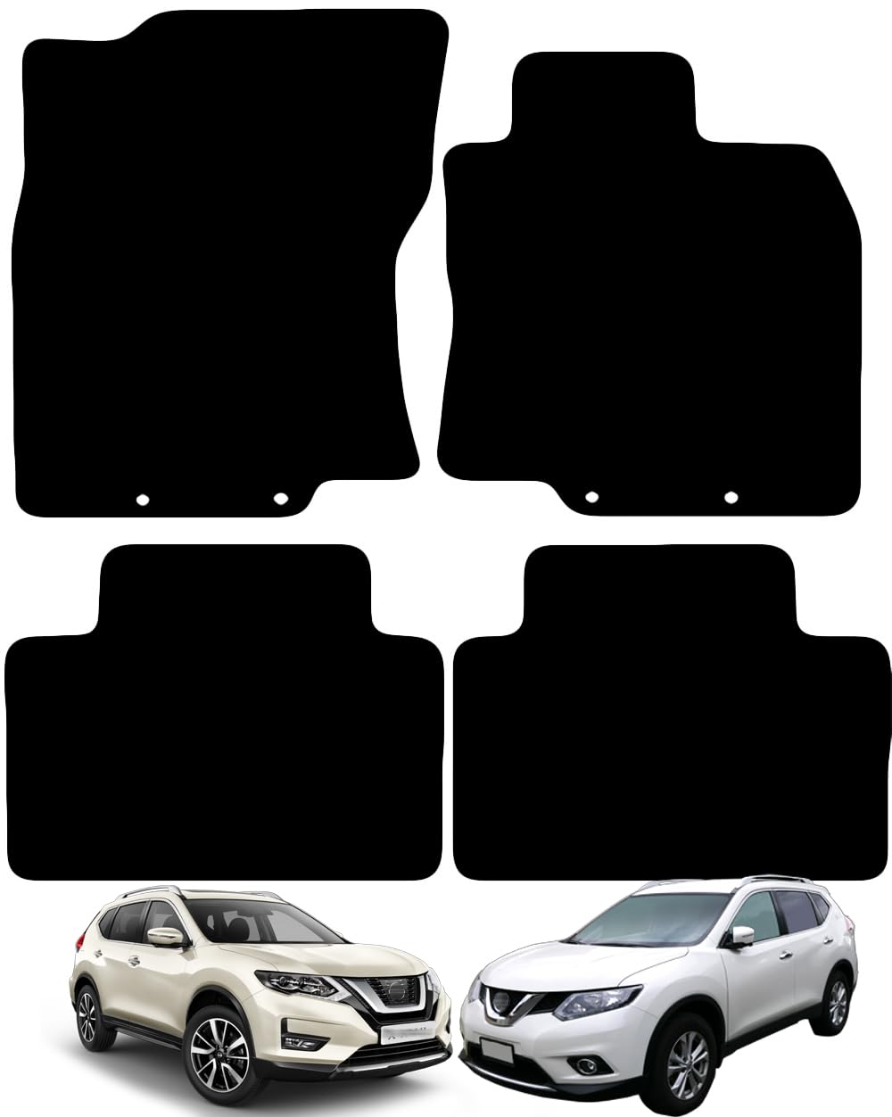 Carsio Carpet Car Mats For Nissan X Trail 2014 to 2023 4 Piece Set Tailored Fit Floor Mat Complete Accessory Black Custom Fitted - All Weather, Anti-Slip Backing & Black Trim