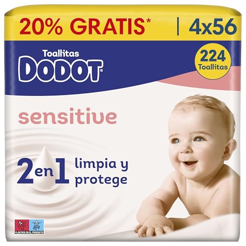 Sensitive Baby Wipes - Pack of 4 x 56 Wipes - Total: 224 Wipes