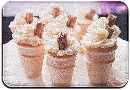 Yangaaaa Ice Cream Cake Outdoor Rubber Mat Front Door Mats Porch Garage Large Flow Slip Entry Carpet Standard Rug Home 23.62" 15.74"