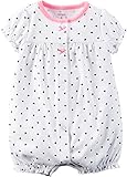 Carters Baby Girls Dotted Heart Romper 6 Month White
