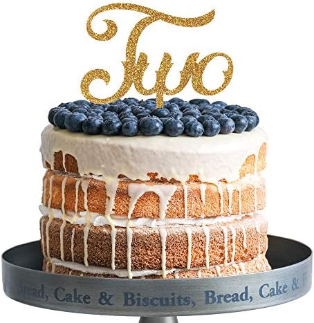 Two Cake Topper 2nd Years Old Birthday Anniversary Party Decoration Supplies Acrylic Gold Glitter
