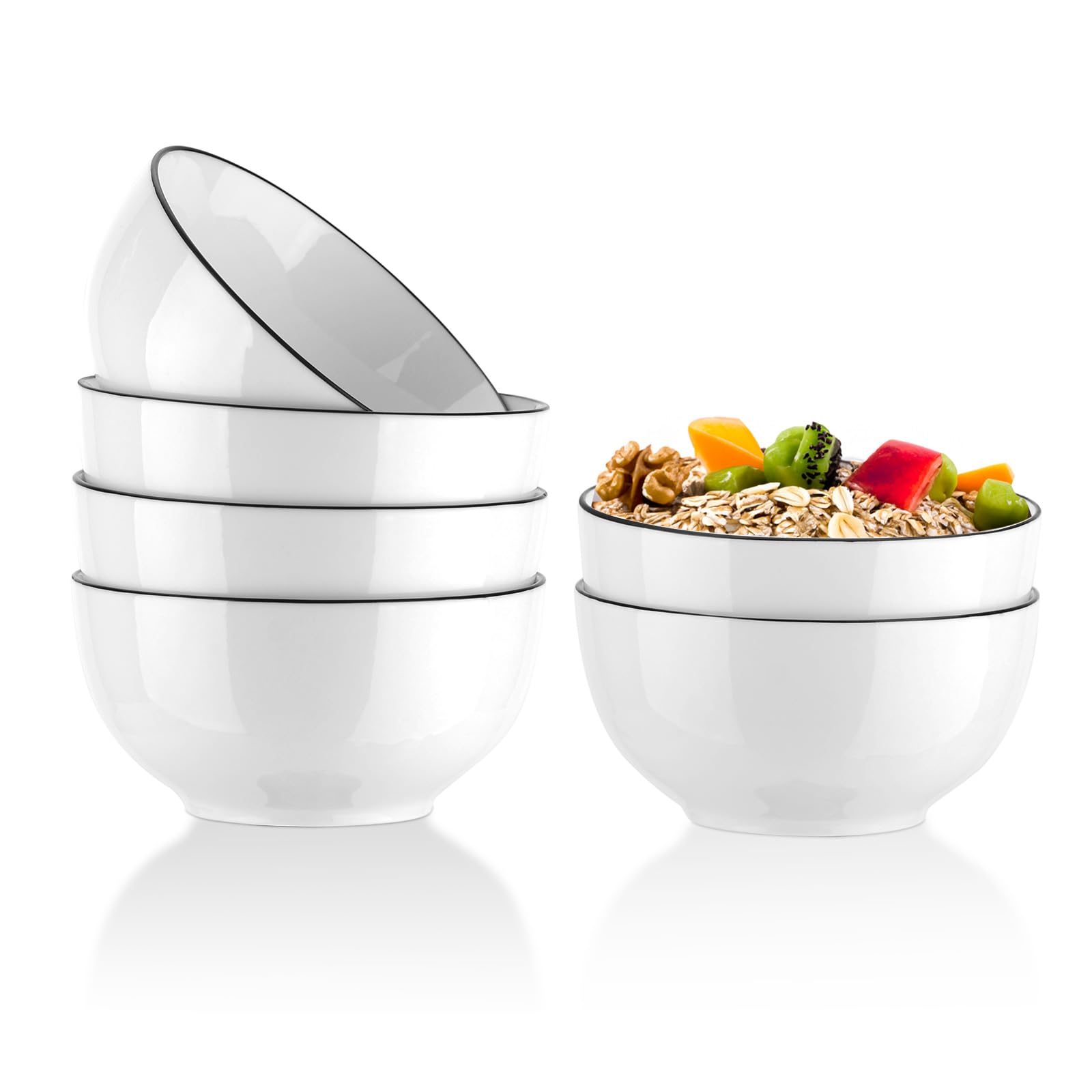 YOLIFE 26 Ounce Soup Bowls, Porcelain Cereal Salad Bowls - Set of 6…